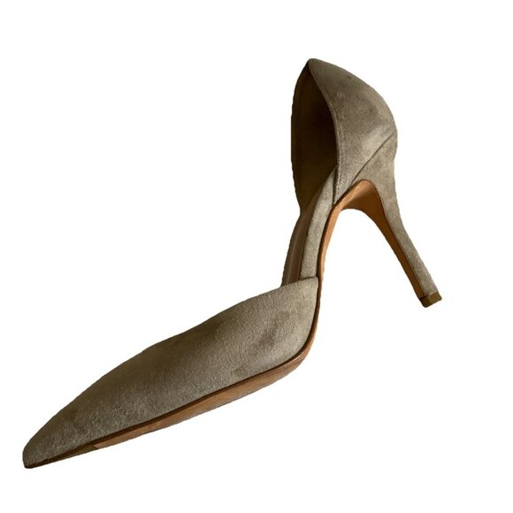 Vince Suede Dorsay Heels Womens Sz 6 M Taupe Biege Italian Office Pointed Toe - Picture 9 of 16